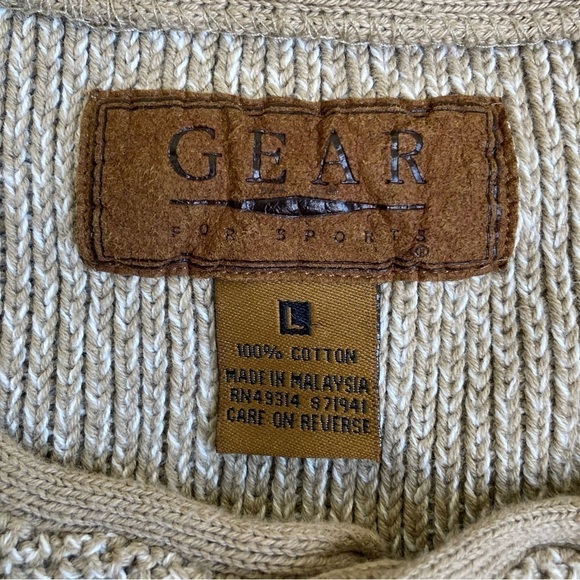 Vtg Gear for Sports 1/4 Button-up Knit Grandpa Sweater ‘Notre Dame’ Logo Sz L - Picture 13 of 16